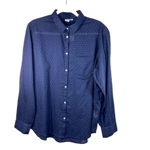 GAP Navy Blue Boys Long Sleeve Button Down Shirt Textured Casual Top NWT
